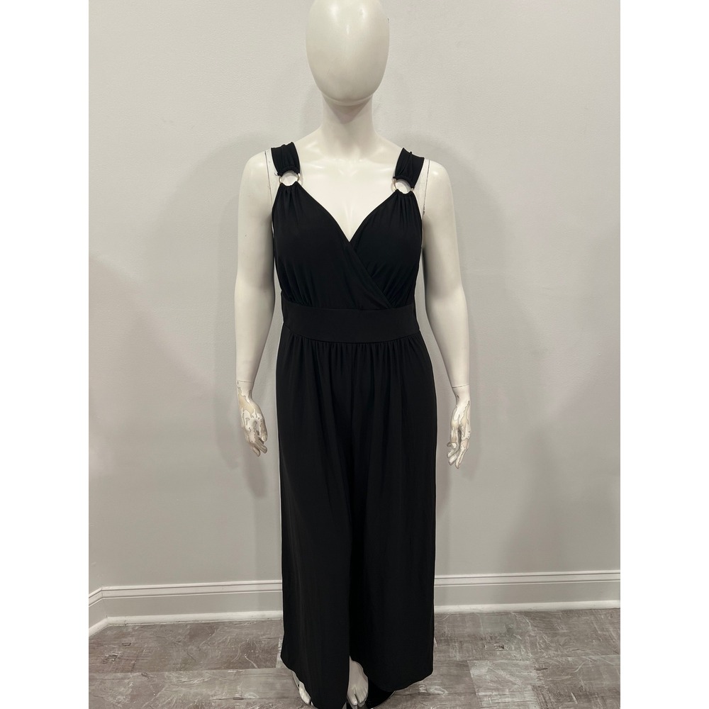 Love Squared Jumpsuit Pantsuit 1 Piece Black‎ White Stripe Plus Size 2X New
